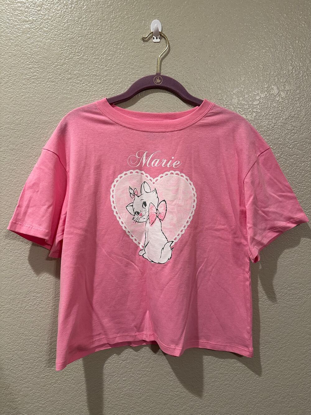 NWOT Disney Marie Cat Aristocats Pink Blushing Heart Crop Top M L XL